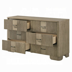 1pc Transitional Style Dresser with 6x Storage Drawers Reeded Front Antique Oak Finish Wooden Rustic Bedroom Furniture
