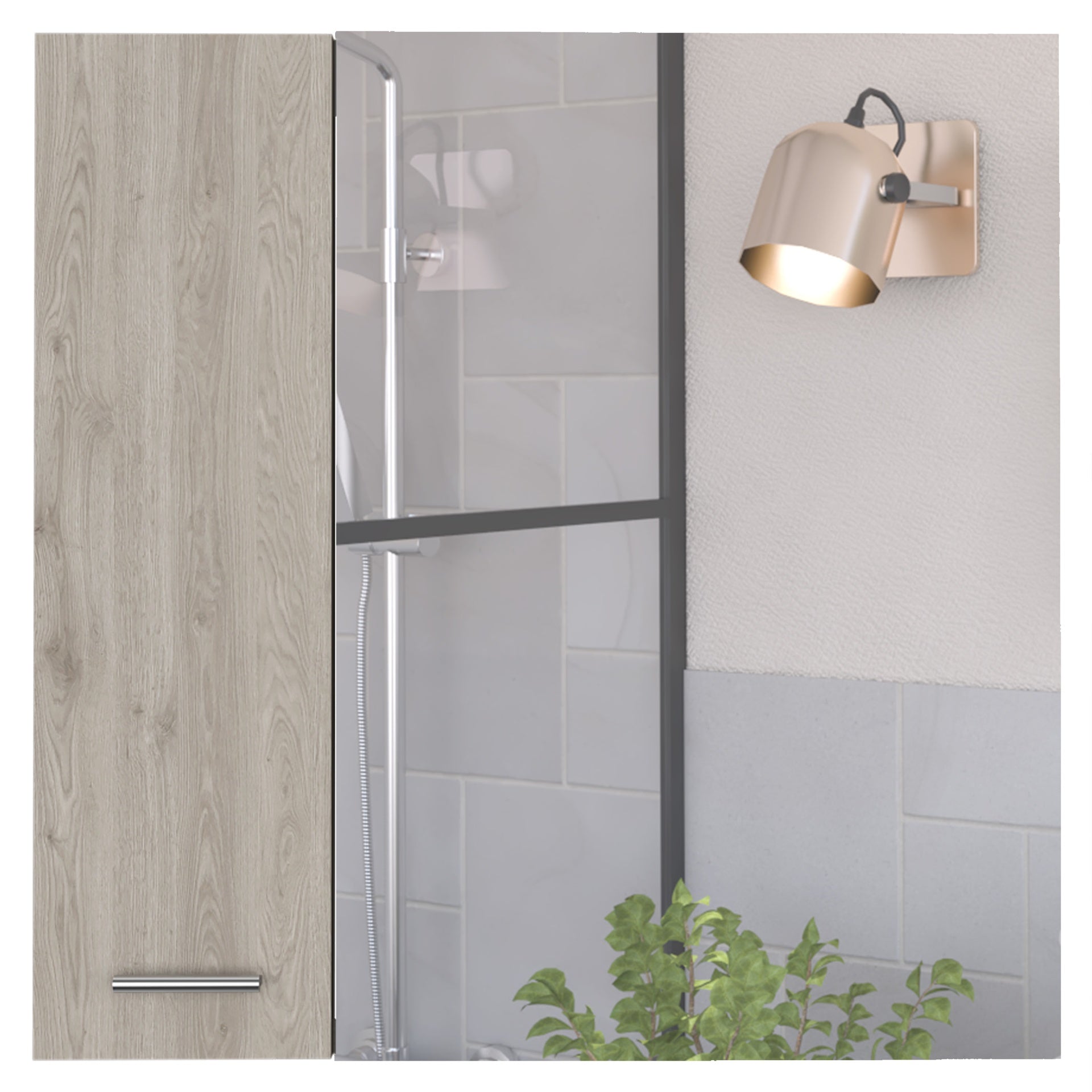 Sines Mirror Medicine Cabinet, With Four Internal Shelves, Double Door, Minimalist Bathroom Storage, Light Gray