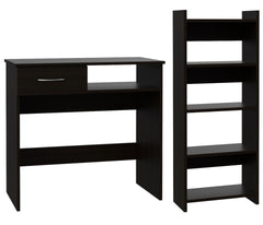 Vizcaya Home Office Set, Single Drawer, Keyboard Tray,Bookcase -Black