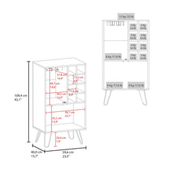 Aster 23" Wide Double Door Bar Cabinet and Glass door comparment, Eight bottle cubbies and stemware