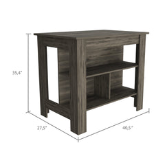 Cala Kitchen Island, Four Legs, Three Shelves  -Dark Brown