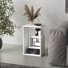 Everet 25" High 3-Tier Side Table Black Wengue - White