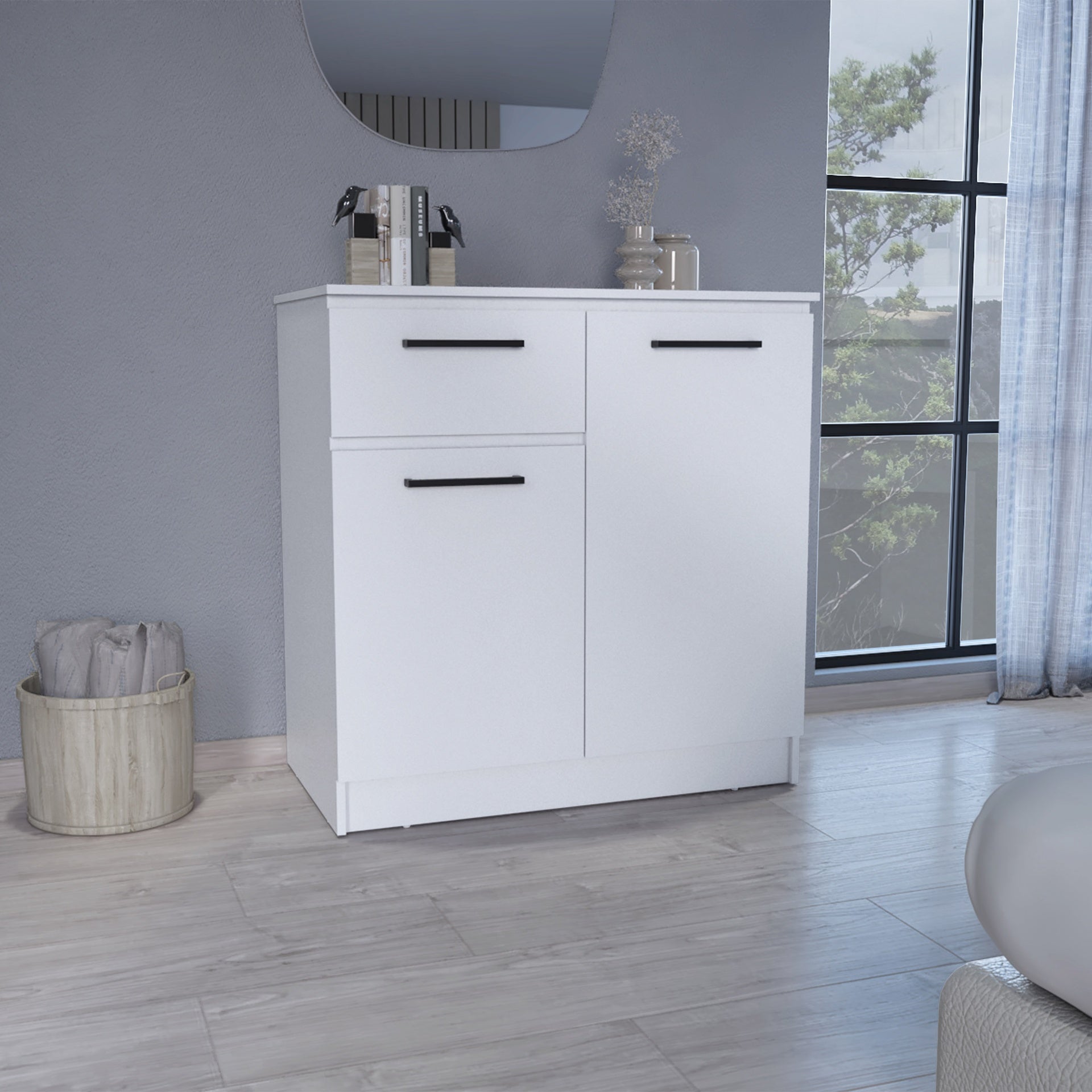 Idaho Dresser with 2-Door Cabinets and Drawer -White