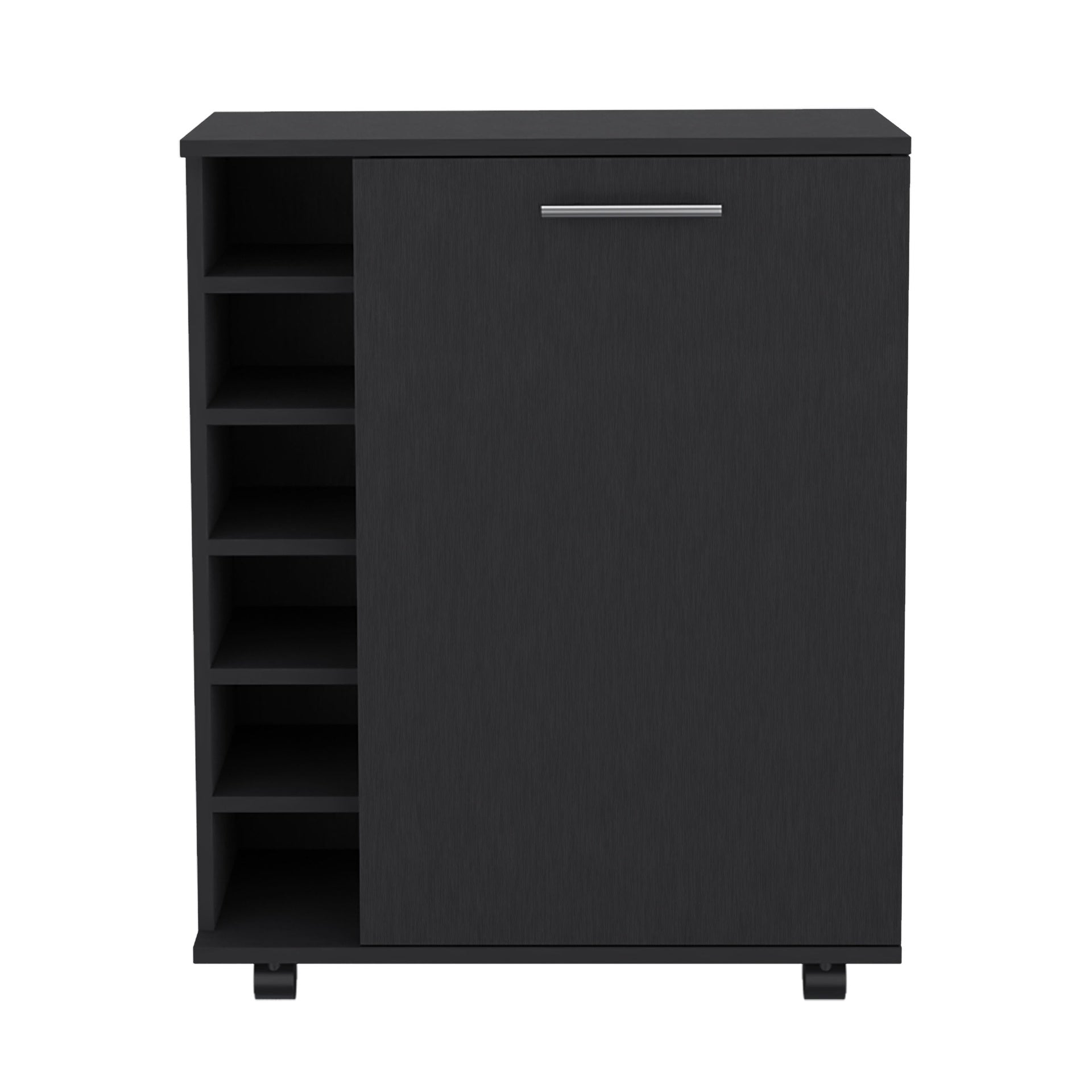 Wick Bar Cart with Integrated Wine Storage, Spacious Cabinet and Smooth Rollers