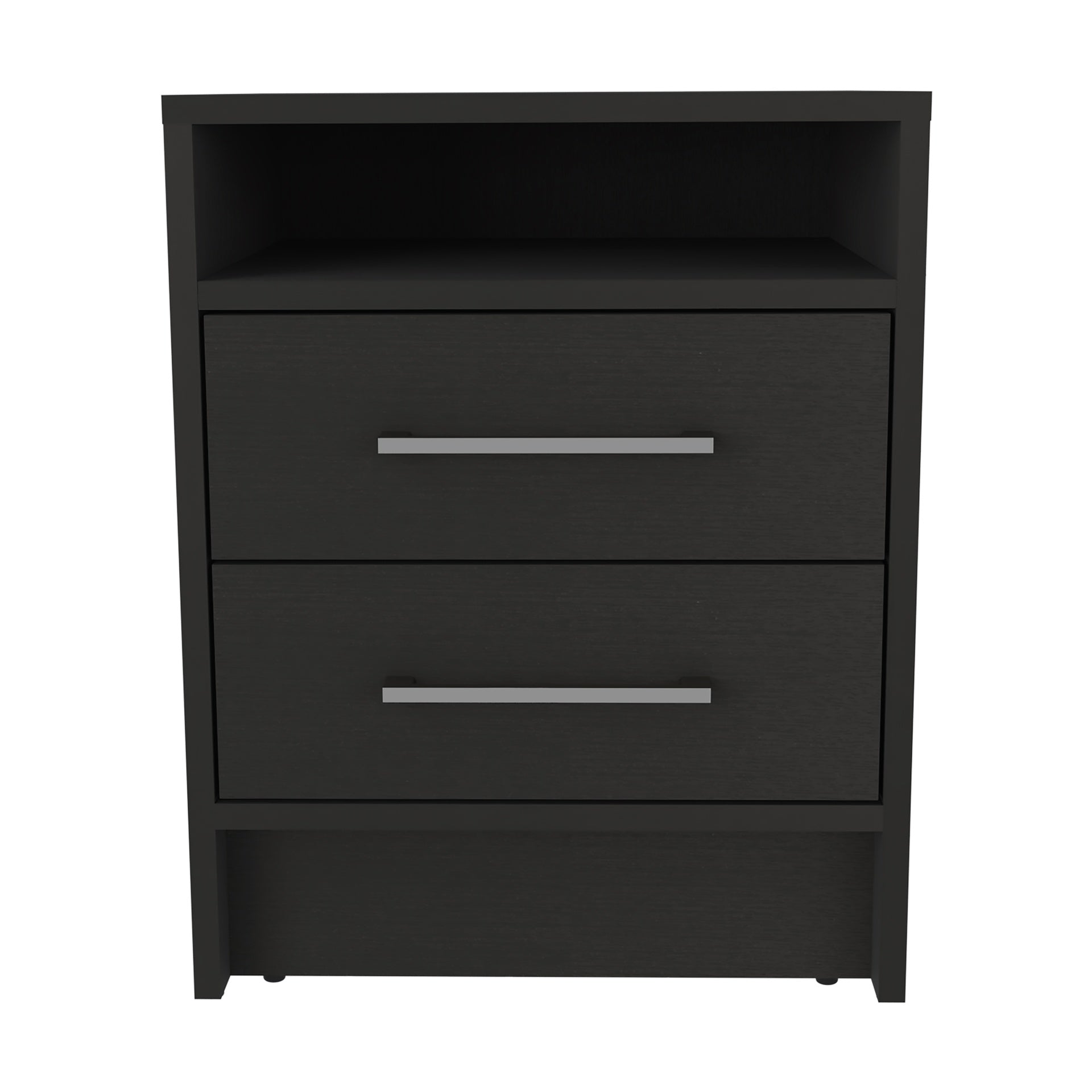 Eter Nightstand , End Table, Side Table Superior Top, Two Drawers -Black
