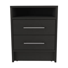 Eter Nightstand , End Table, Side Table Superior Top, Two Drawers -Black