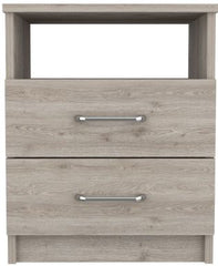 Napoles Nightstand , End Table, Side Table Superior Top, Two Drawers, One Shelf -Light Gray