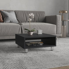 Eclipse 10" H Low Minimalistic Square Coffe Table with Open Storage Black