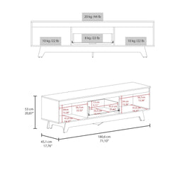 Woodall Tv Stand, Two Doors Modern Entertainment Center, Open Shelves And Cable Management, White/ Natural Oak