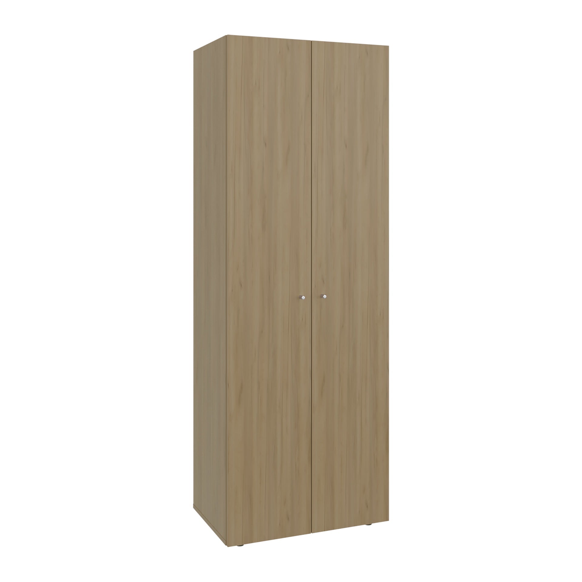 Home 2 Door Closet System, Four Fixed Shelves, Compact Wardrobe for Bedroom Organization, Laundry Room Organization, Utility Room Organization, Freestanding Storage Furniture, Natural Oak