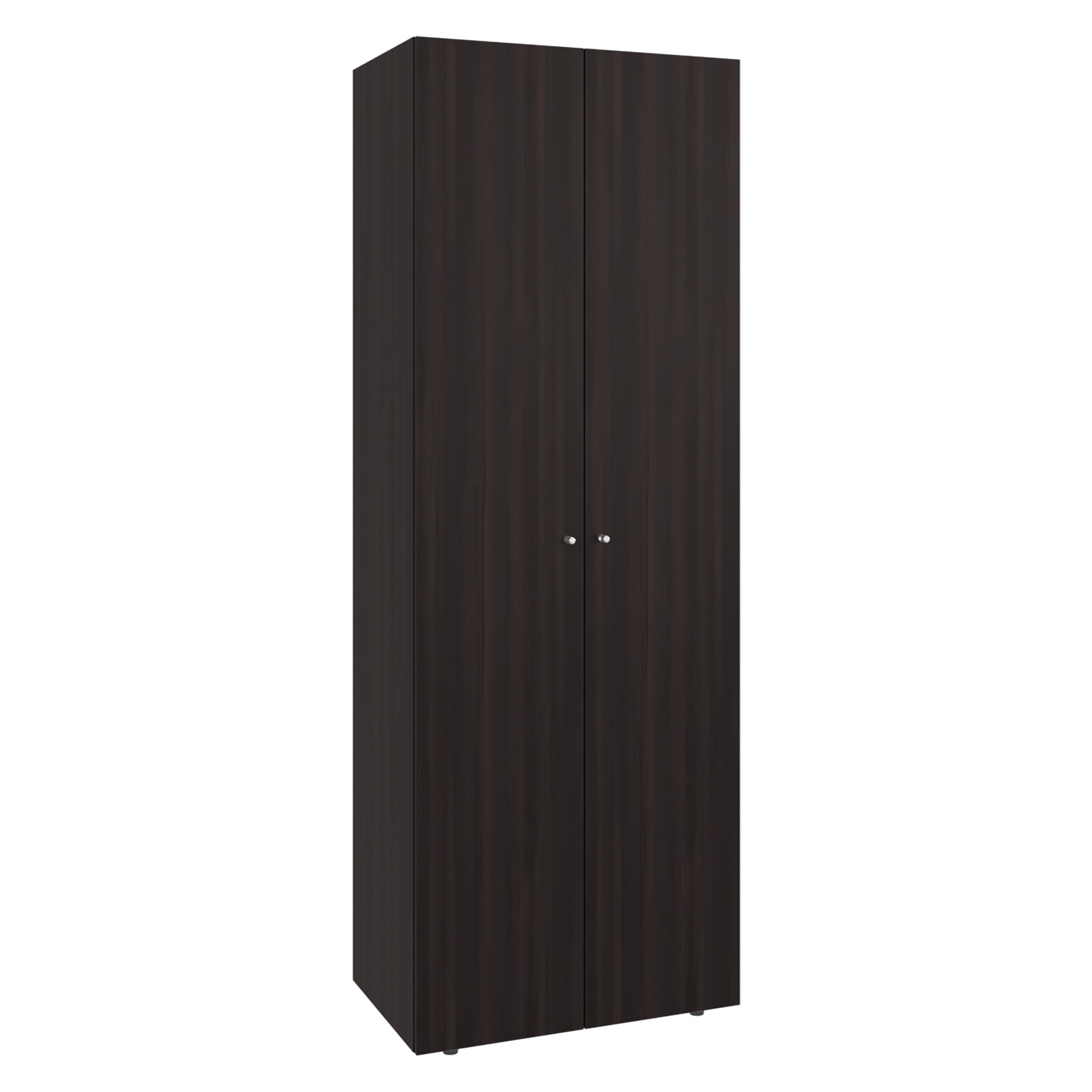 Home 2 Doors Closet System Armoire, Hanging Rod and Storage Shelf, Modern Armoire for Bedroom Organization Storage, Stained Walnut