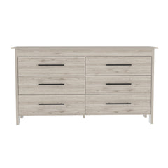 Hms 6 Drawer Double Dresser, Four Legs, Superior Top, Six Drawers -Light Gray
