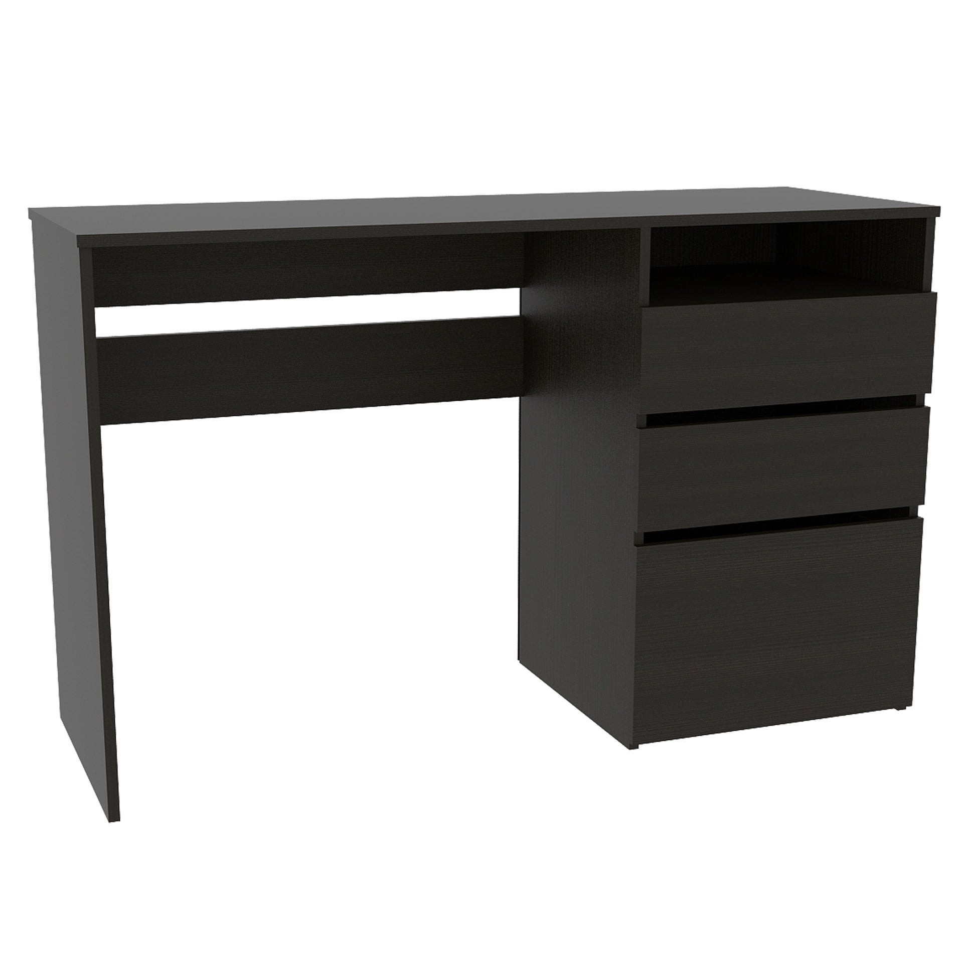 Dublin Three Drawer Computer Desk, One Shelf -Black