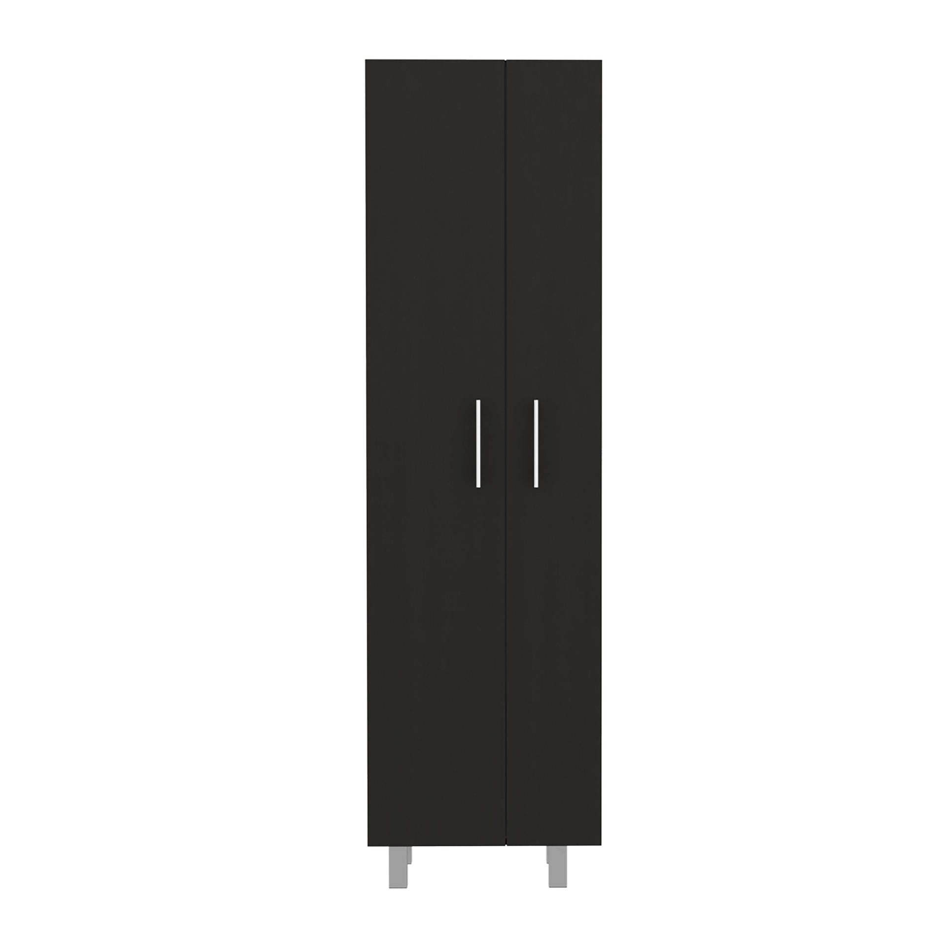Nala Cleaning Cabinet, Double Door, Four Legs, Five Shelves -Black / White