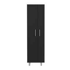 Nala Cleaning Cabinet, Double Door, Four Legs, Five Shelves -Black / White