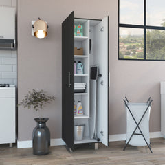 Nala Cleaning Cabinet, Double Door, Four Legs, Five Shelves -Black / White