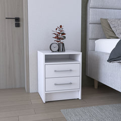 Greter 24"  Two-Drawer Night Stand  With open shelf White
