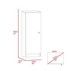 Belleria Single Door Pantry Storage Cabinet with Four Interior Shelves  -White