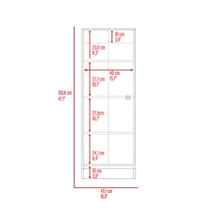 Belleria Single Door Pantry Storage Cabinet with Four Interior Shelves  -White