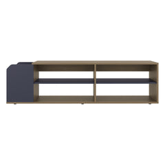Solene TV Stand with Open Shelves For Various Modern Storage, Media Console for Living Room, Natural Oak, Blue
