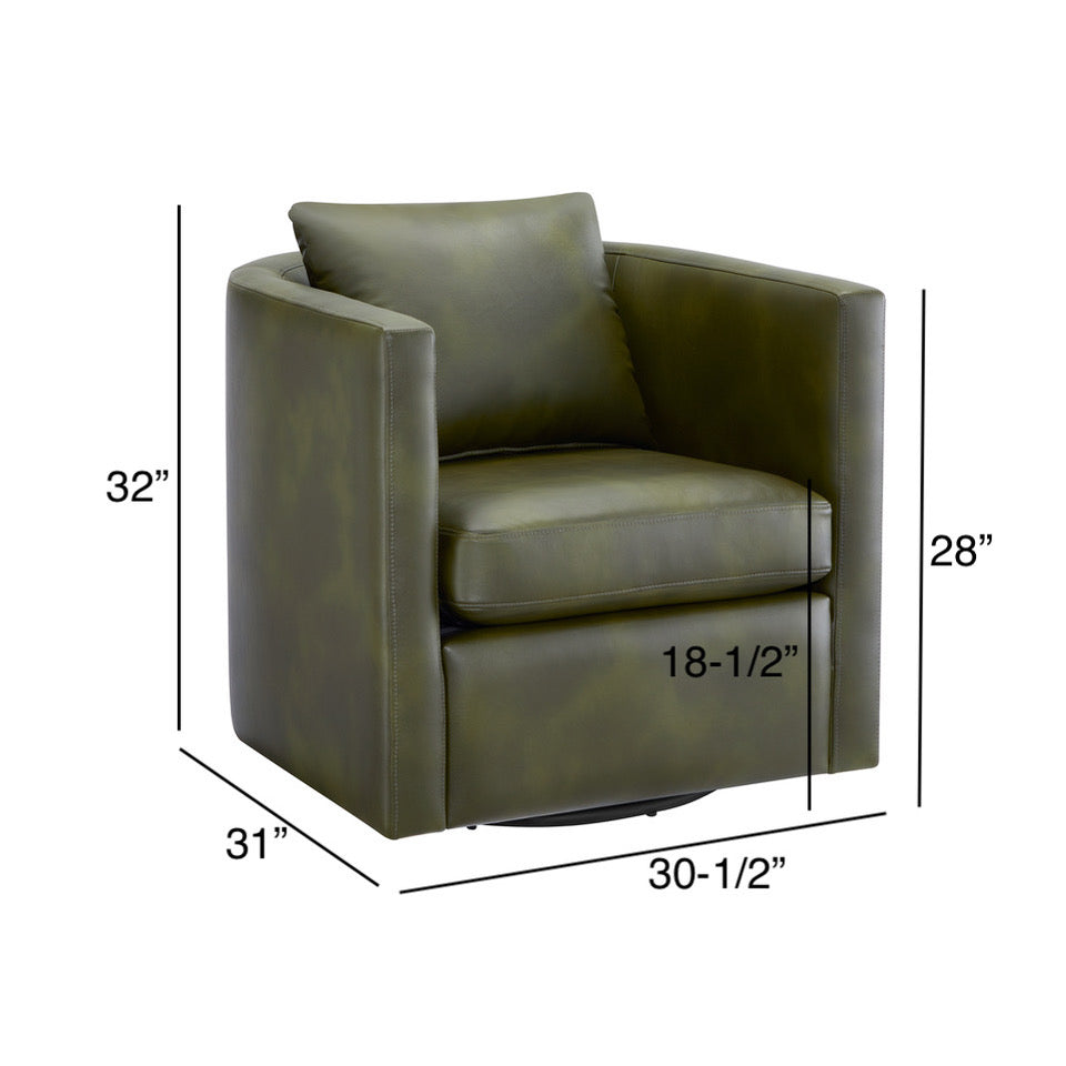 Sutton Fern Green Faux Leather Swivel Barrel Chair