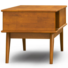 Draper 48 inch Wide Solid Wood Lift Top Coffee Table in Teak Brown