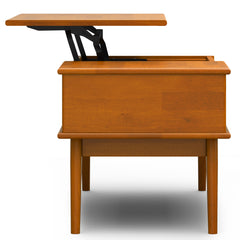 Draper 48 inch Wide Solid Wood Lift Top Coffee Table in Teak Brown