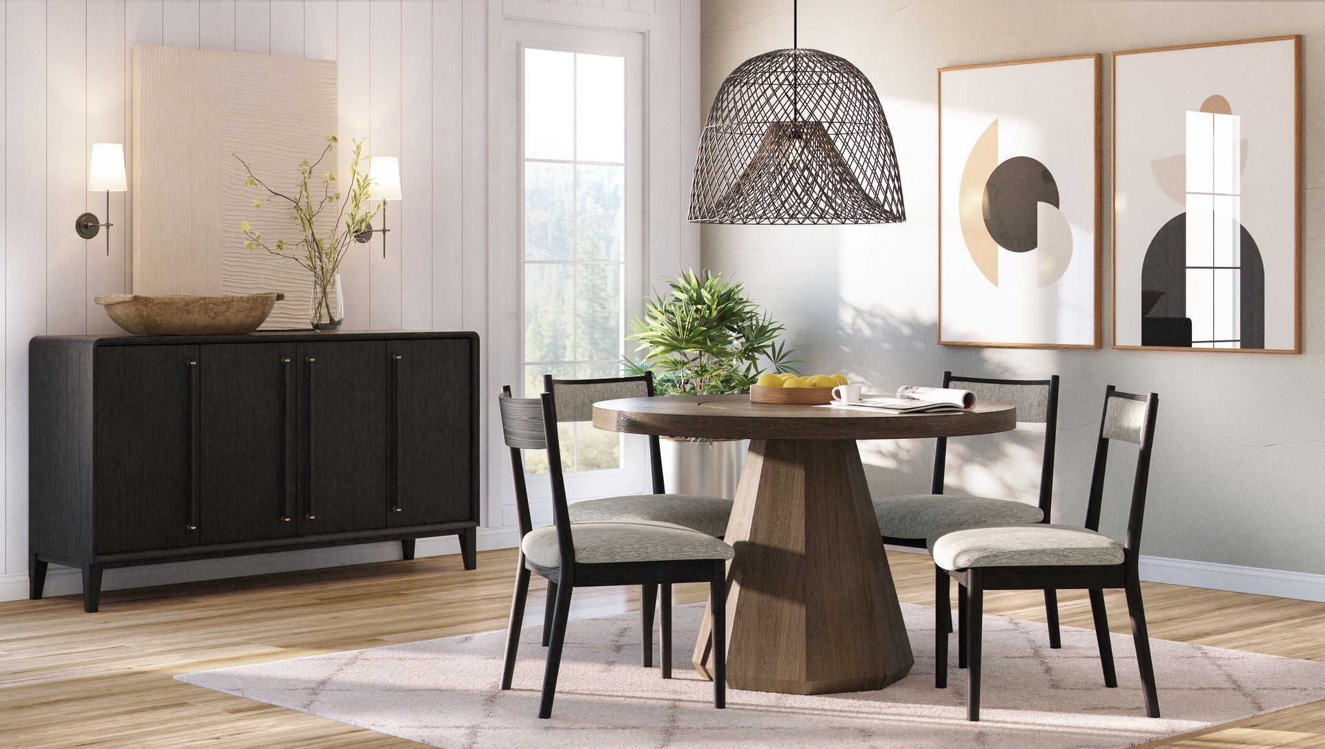 Round Dining Table W/ Lazy Susan - Latte