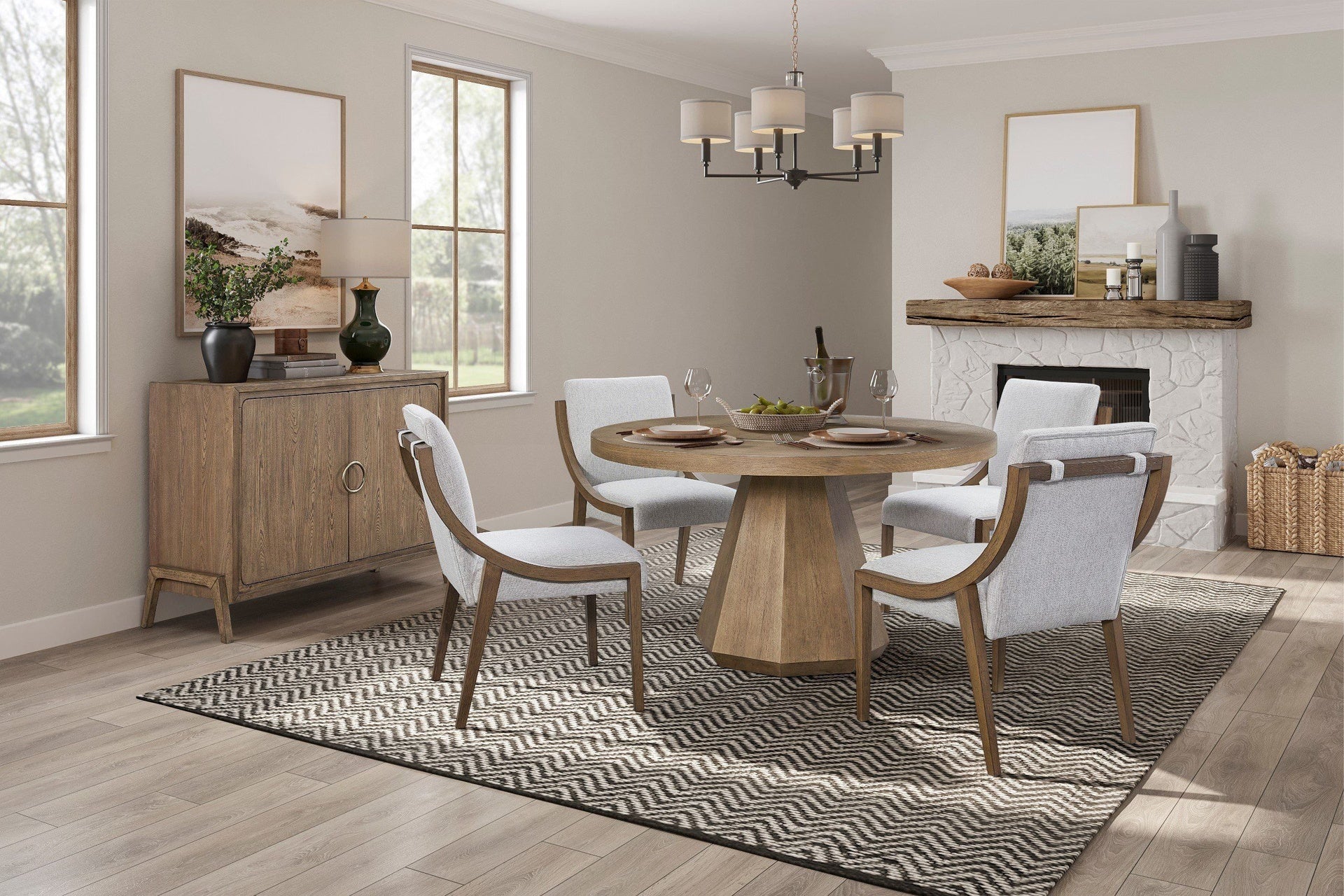 Round Dining Table W/ Lazy Susan - Latte