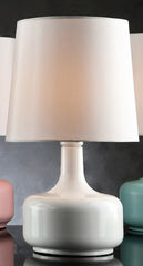 17.25" Tall "Cheru" Modern Mid-Century Touch On Table Lamp, Powder White