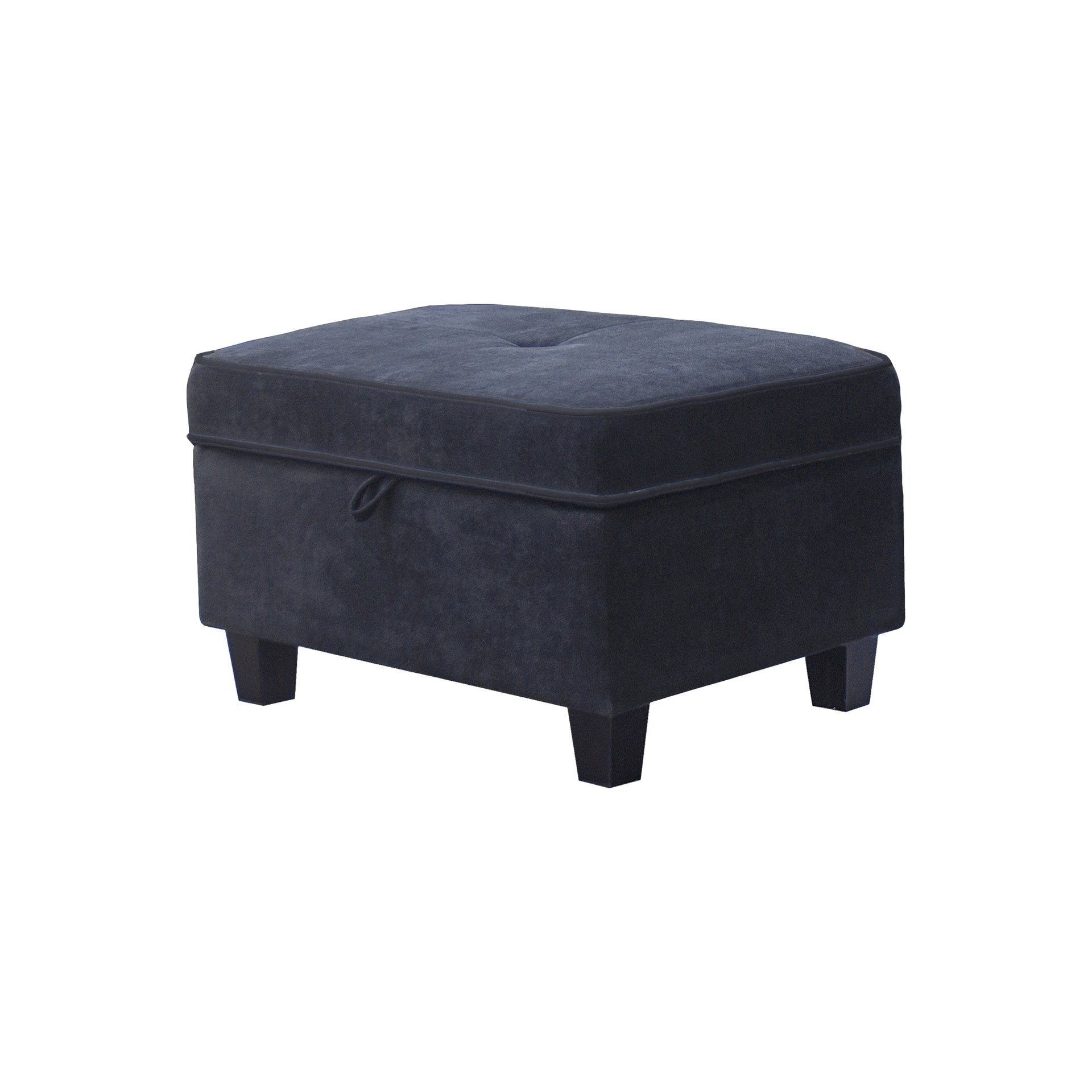 Gabriella 99"W Black Fabric Sectional Sofa with Left-Facing Chaise and Storage Ottoman