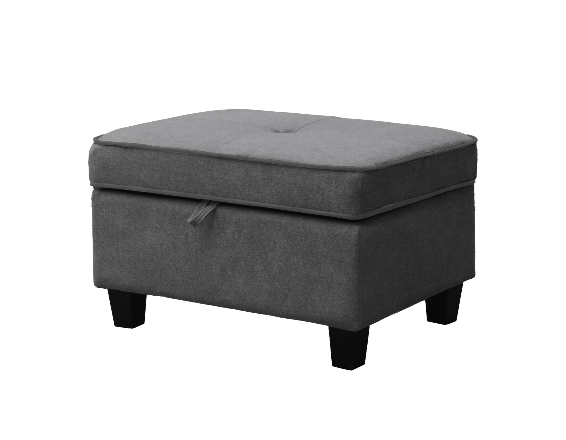 Gabriella 99"W Gray Fabric Sectional Sofa with Left-Facing Chaise and Storage Ottoman