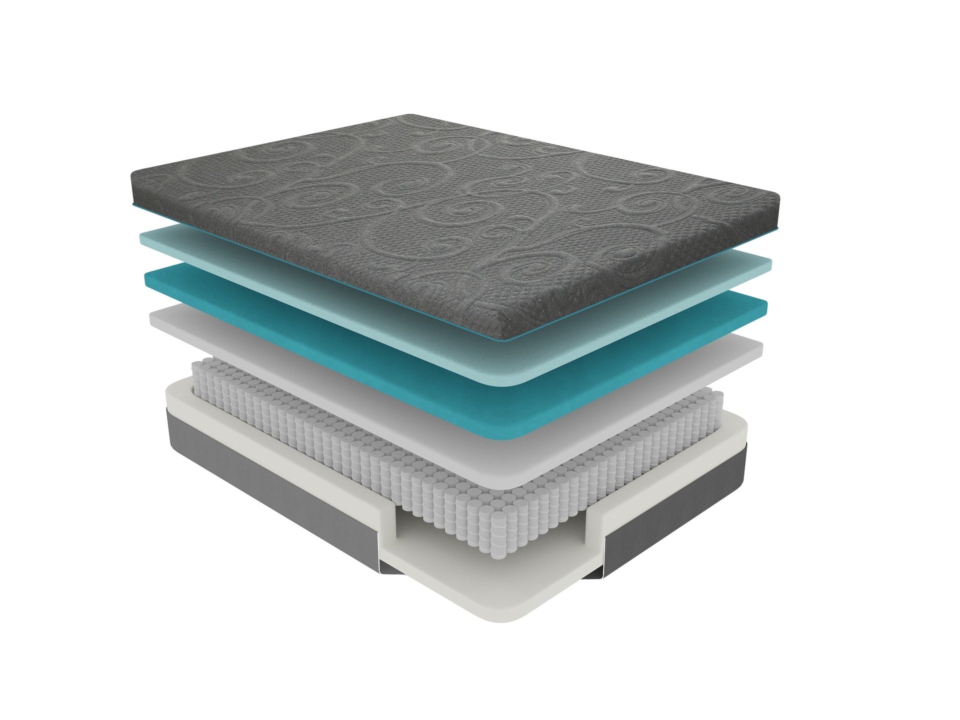 14-inch Eastern King Size Bed Mattress Gel-Infused Memory Foam Hybrid Mattress, Dark Gray, Mattress in a Box, Medium Firm Comfort