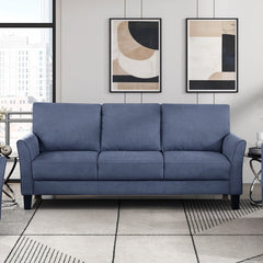 Modern Contemporary Sofa Set 3pc Blue Upholstered Sofa Loveseat Chair Plush Seat Comfort Durable Solid Wood Living Room Furniture