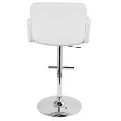 Stout Contemporary Adjustable Barstool with Swivel and White Faux Leather by LumiSource
