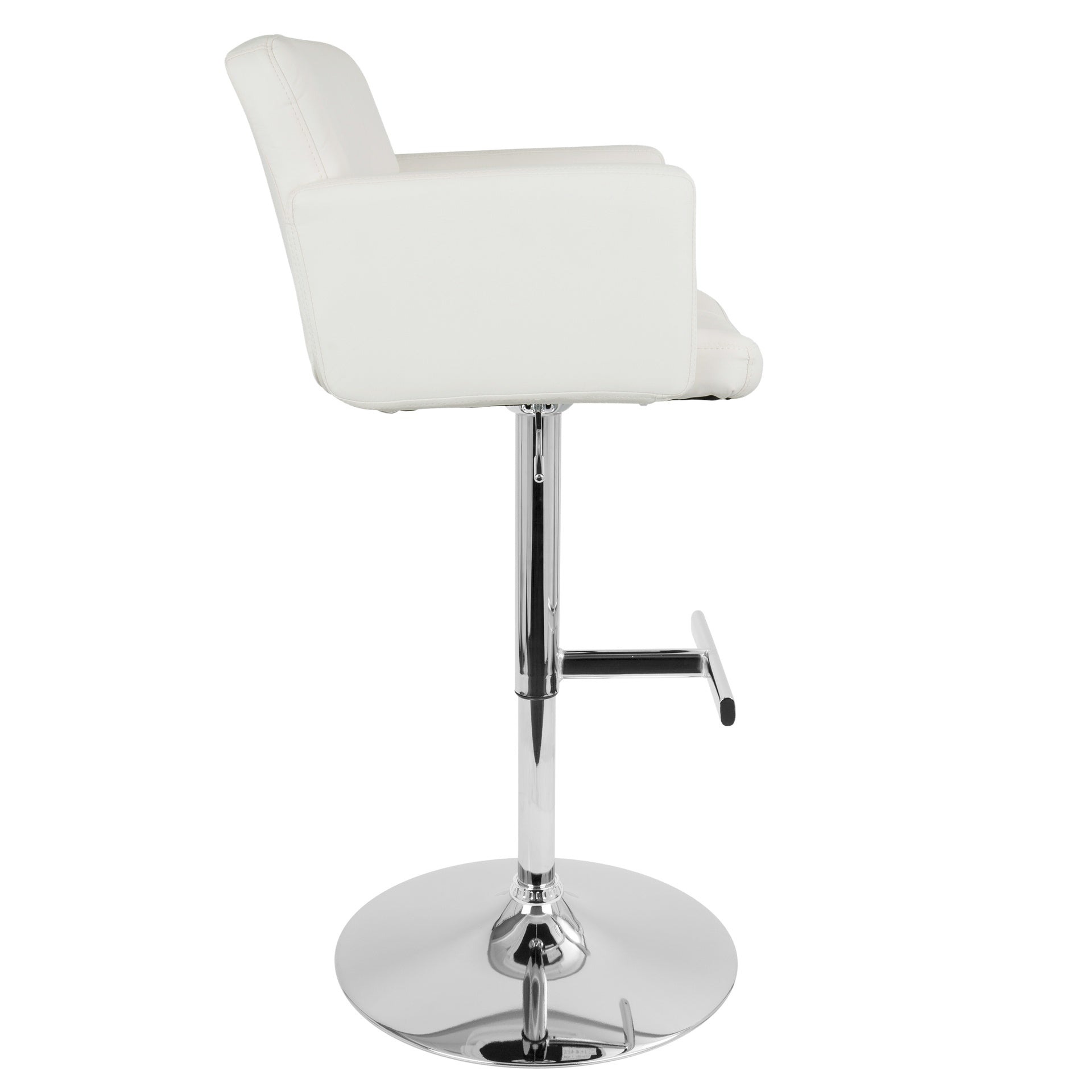 Stout Contemporary Adjustable Barstool with Swivel and White Faux Leather by LumiSource