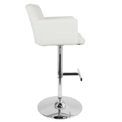 Stout Contemporary Adjustable Barstool with Swivel and White Faux Leather by LumiSource