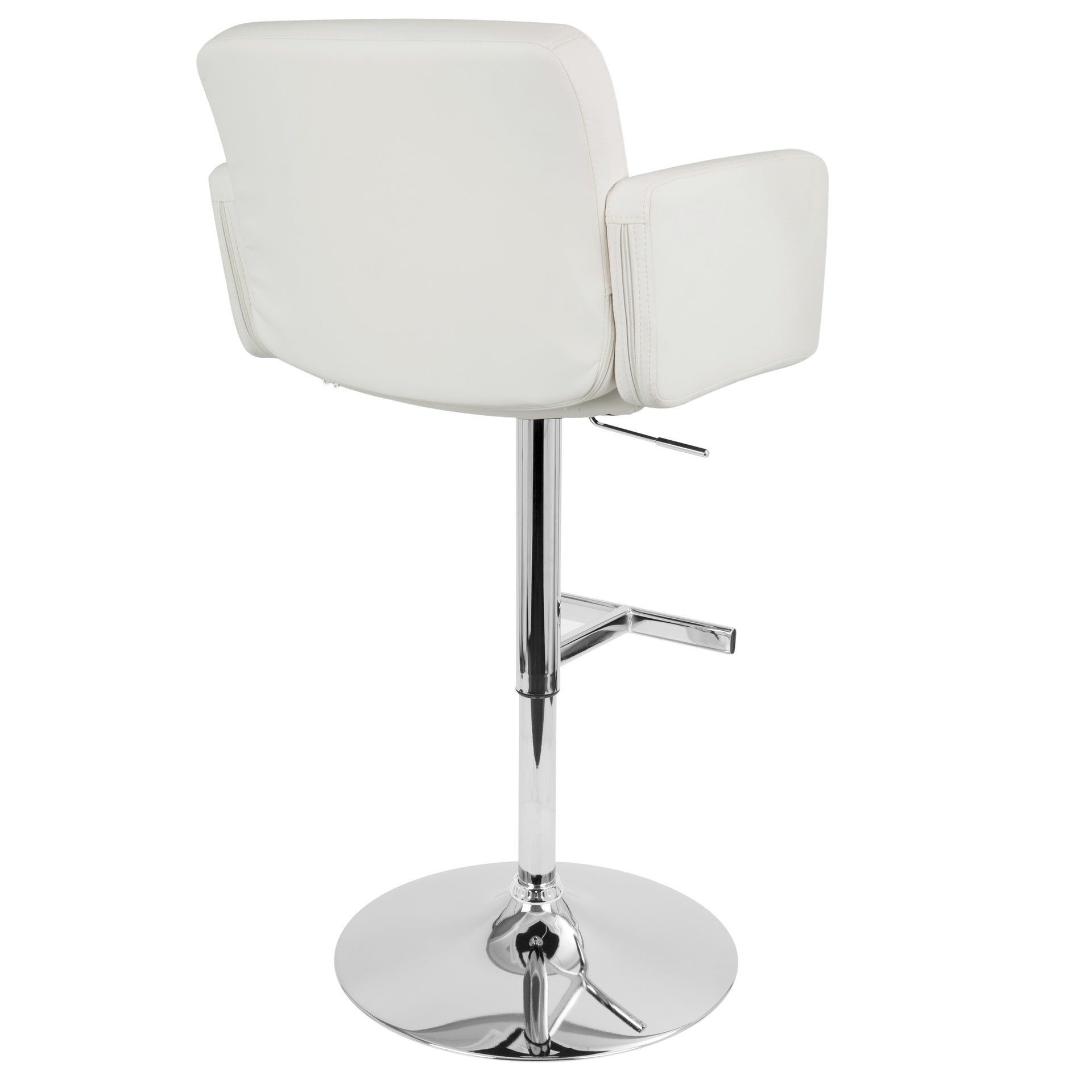 Stout Contemporary Adjustable Barstool with Swivel and White Faux Leather by LumiSource