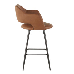 Margarite Contemporary Counter Stool in Black Metal and Brown Faux Leather by LumiSource - Set of 2