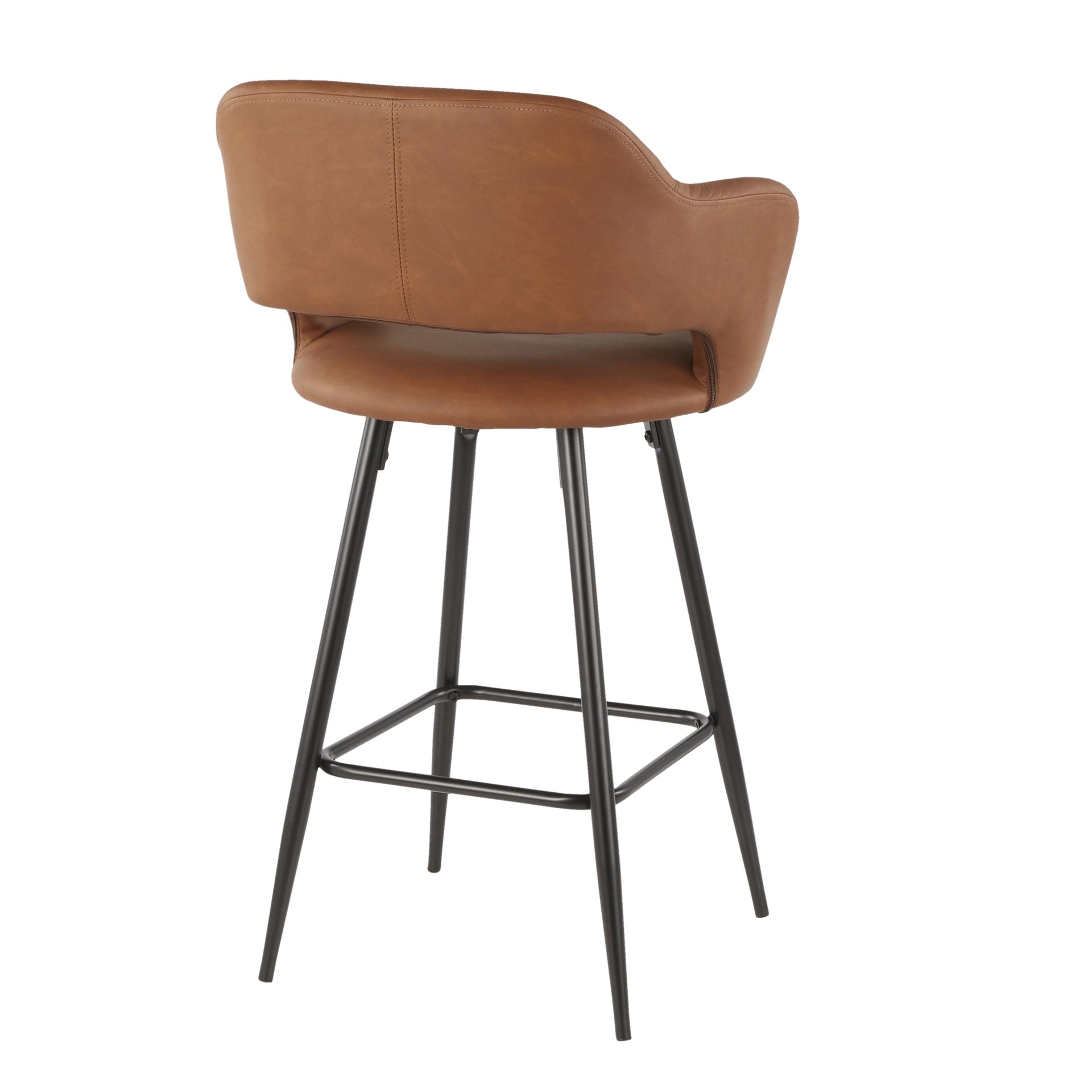 Margarite Contemporary Counter Stool in Black Metal and Brown Faux Leather by LumiSource - Set of 2