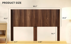 Modern Farmhouse Wood Headboard King Size 80.2 in Wide Wall Mounted Fluted Panel Wingback - Walnut