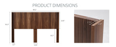 Modern Farmhouse Wood Headboard King Size 80.2 in Wide Wall Mounted Fluted Panel Wingback - Walnut