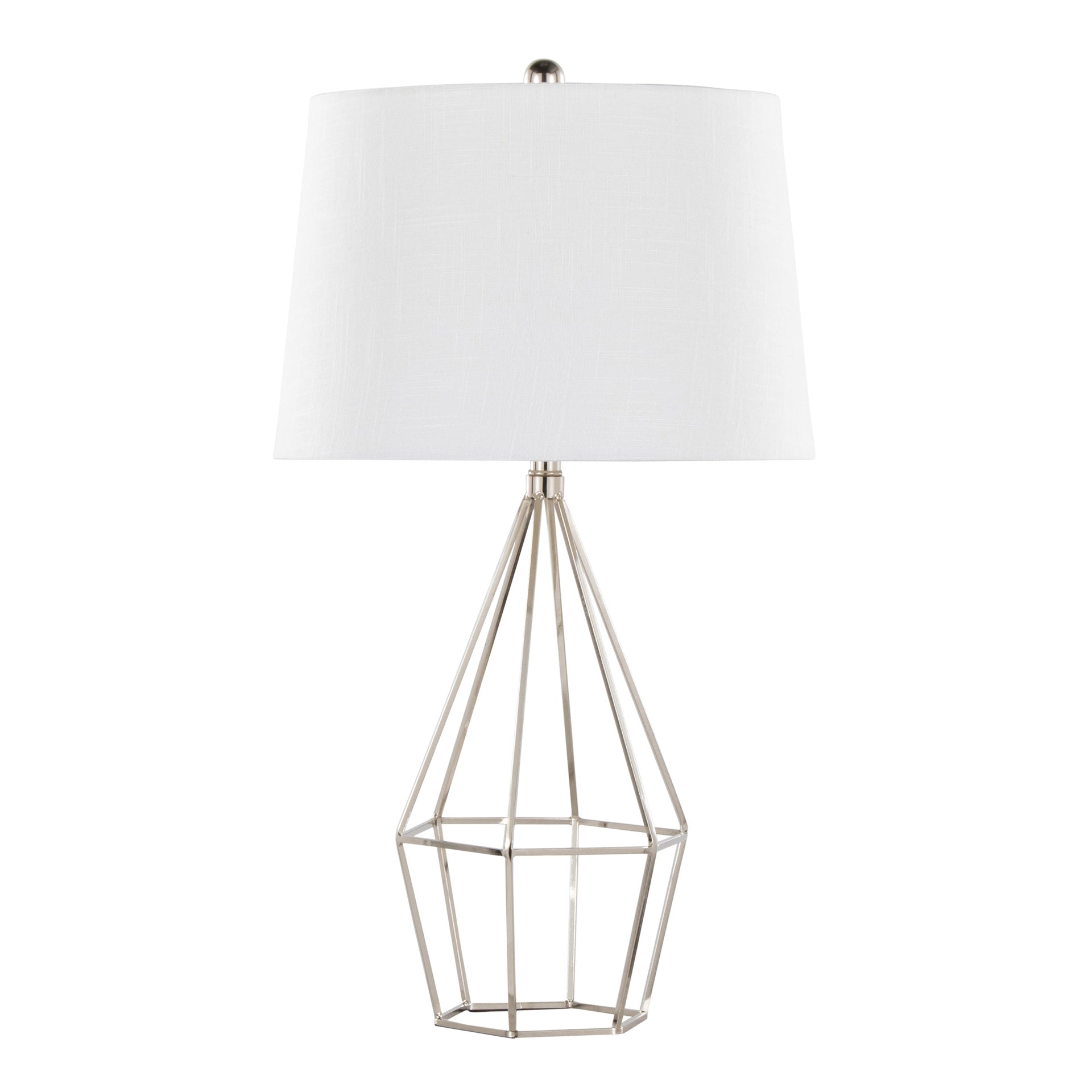 Diana 29" Contemporary Metal Table Lamp in Polished Nickel with Black Satin Shade from Grandview Gallery by LumiSource - Set of 2