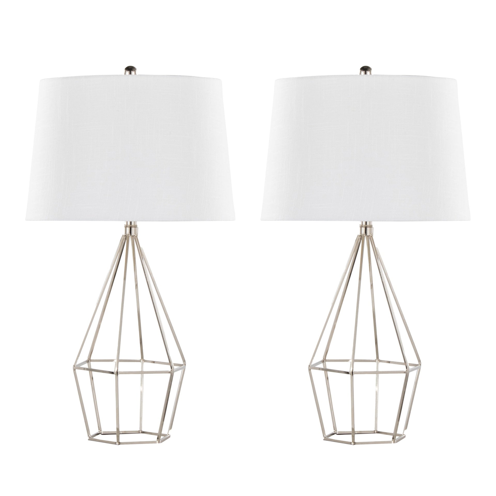 Diana 29" Contemporary Metal Table Lamp in Polished Nickel with Black Satin Shade from Grandview Gallery by LumiSource - Set of 2