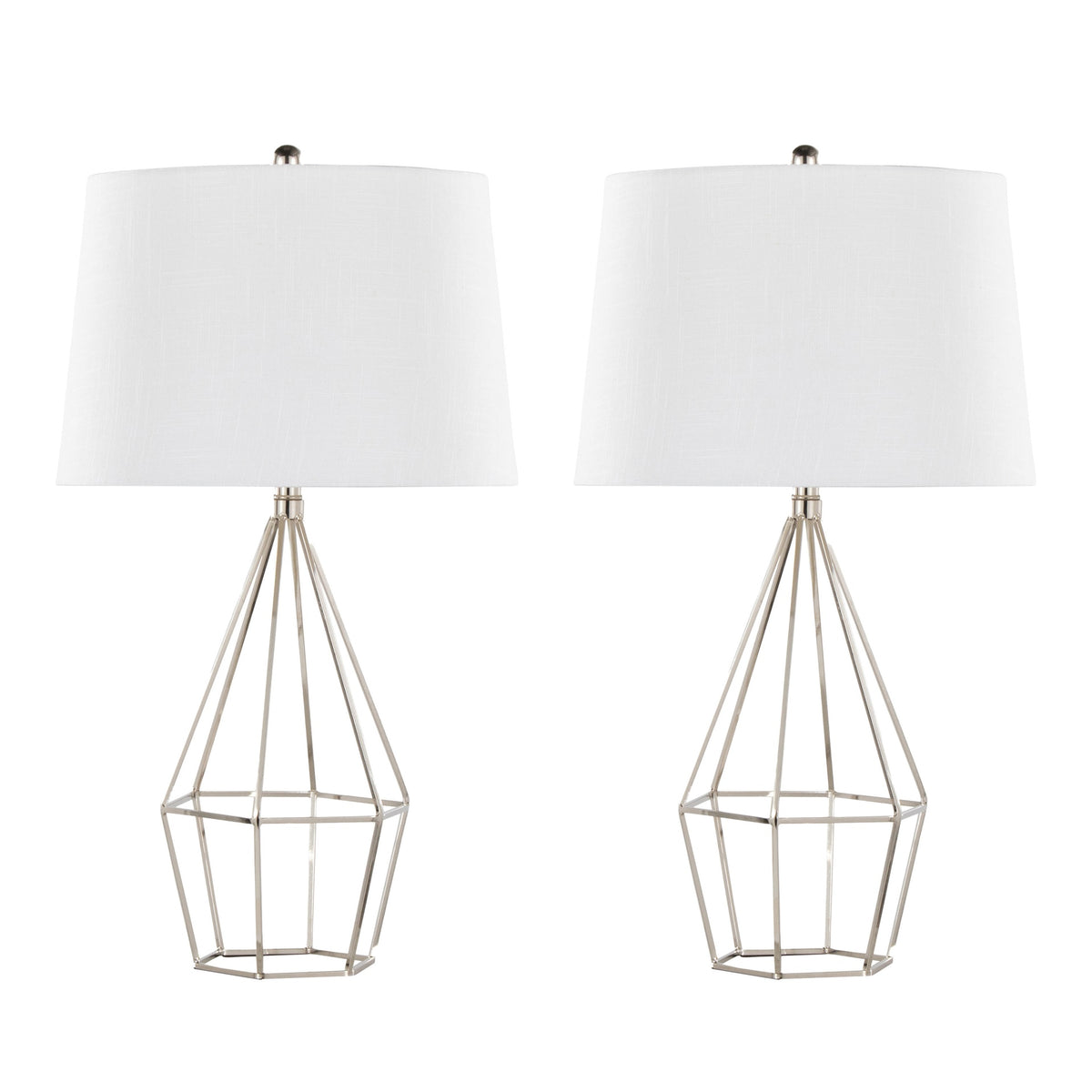 Diana 29" Contemporary Metal Table Lamp in Polished Nickel with Black Satin Shade from Grandview Gallery by LumiSource - Set of 2