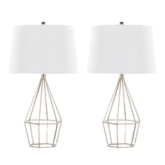 Diana 29" Contemporary Metal Table Lamp in Polished Nickel with Black Satin Shade from Grandview Gallery by LumiSource - Set of 2