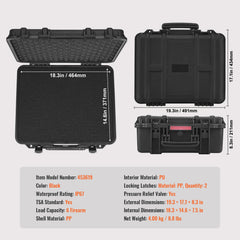 Hard Pistol Cases with Pre-cut PU Foam Lockable Pistol Case for 6 Pistol