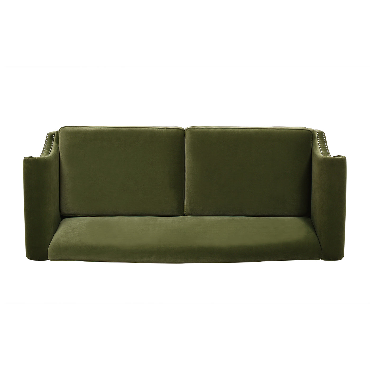 Elaine 77" Camel Back Small Space Sofa, Olive Green Performance Velvet