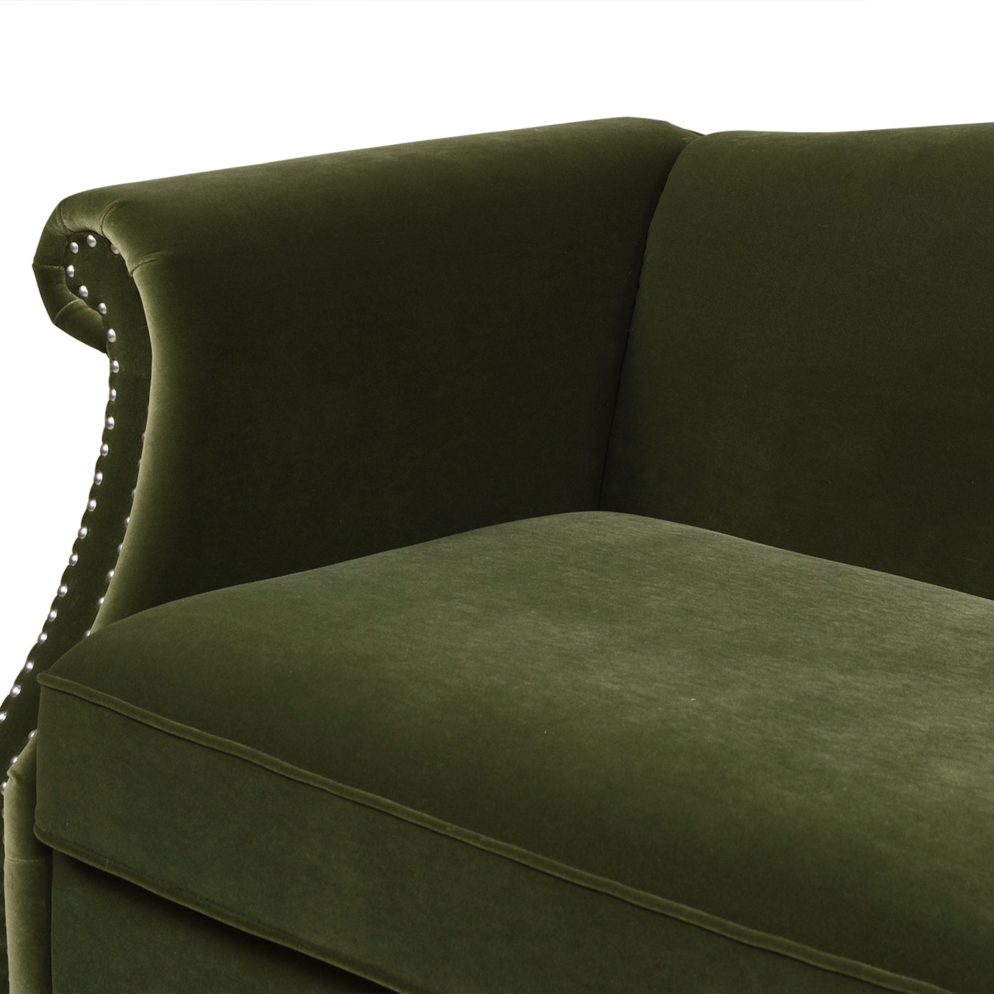 Elaine 77" Camel Back Small Space Sofa, Olive Green Performance Velvet