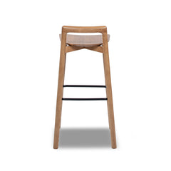 Sven 30" Modern Minimalist Low Back Wood Barstool, Natural Blonde Ash Wood